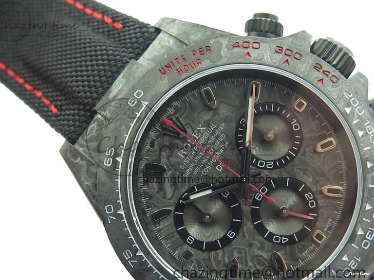 MiroTime 0124 Stretchable Daytona DIW All Black Carbon Noob 1:1 Best Edition Black Dial on Black Nylon Strap SA 2582